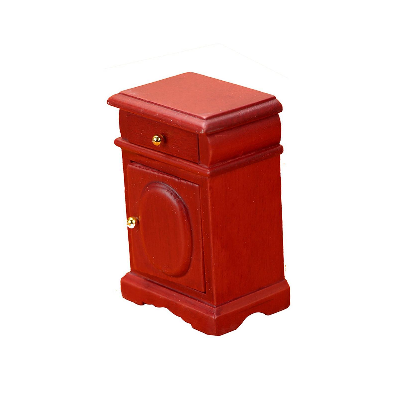 Miniature Wooden Bedside Table Bedroom Micro Landscape Furniture Decor