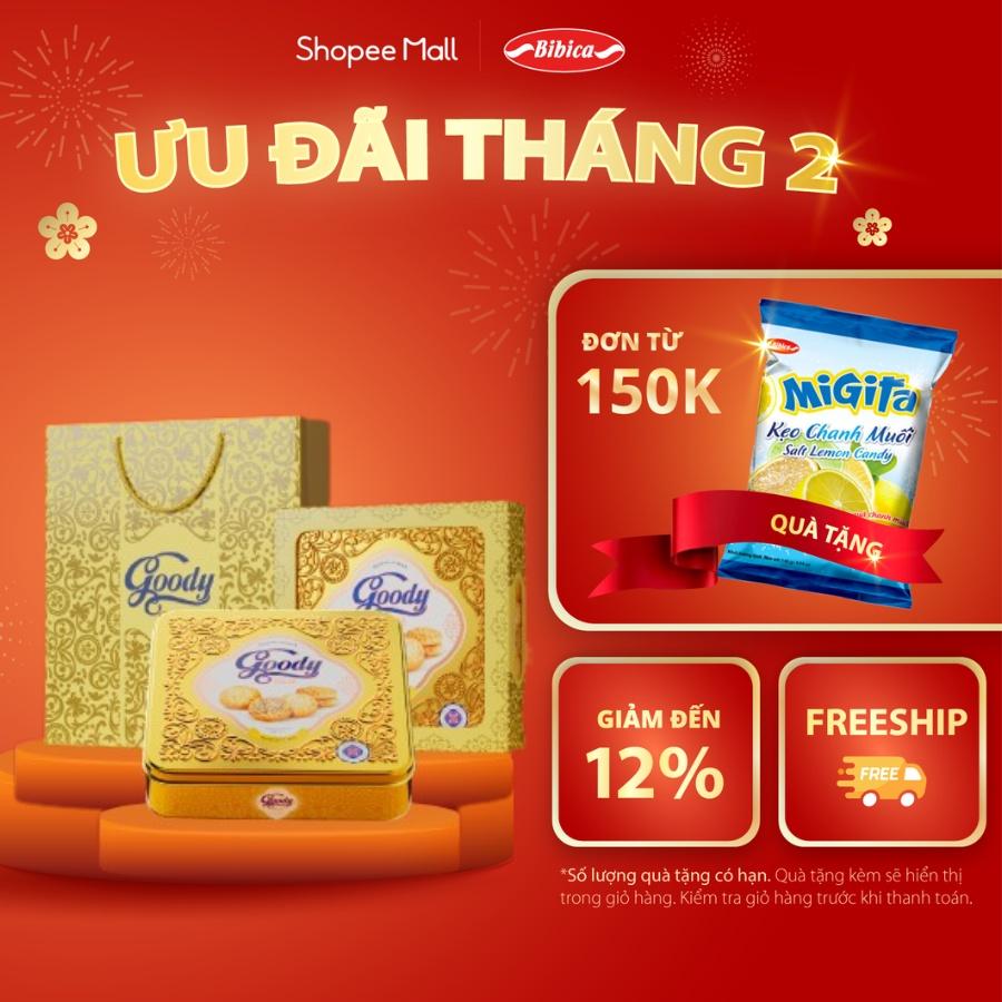 [Bánh tết 2023] Bánh hỗn hợp hộp thiếc Goody Gold 450g/180g - Bibica