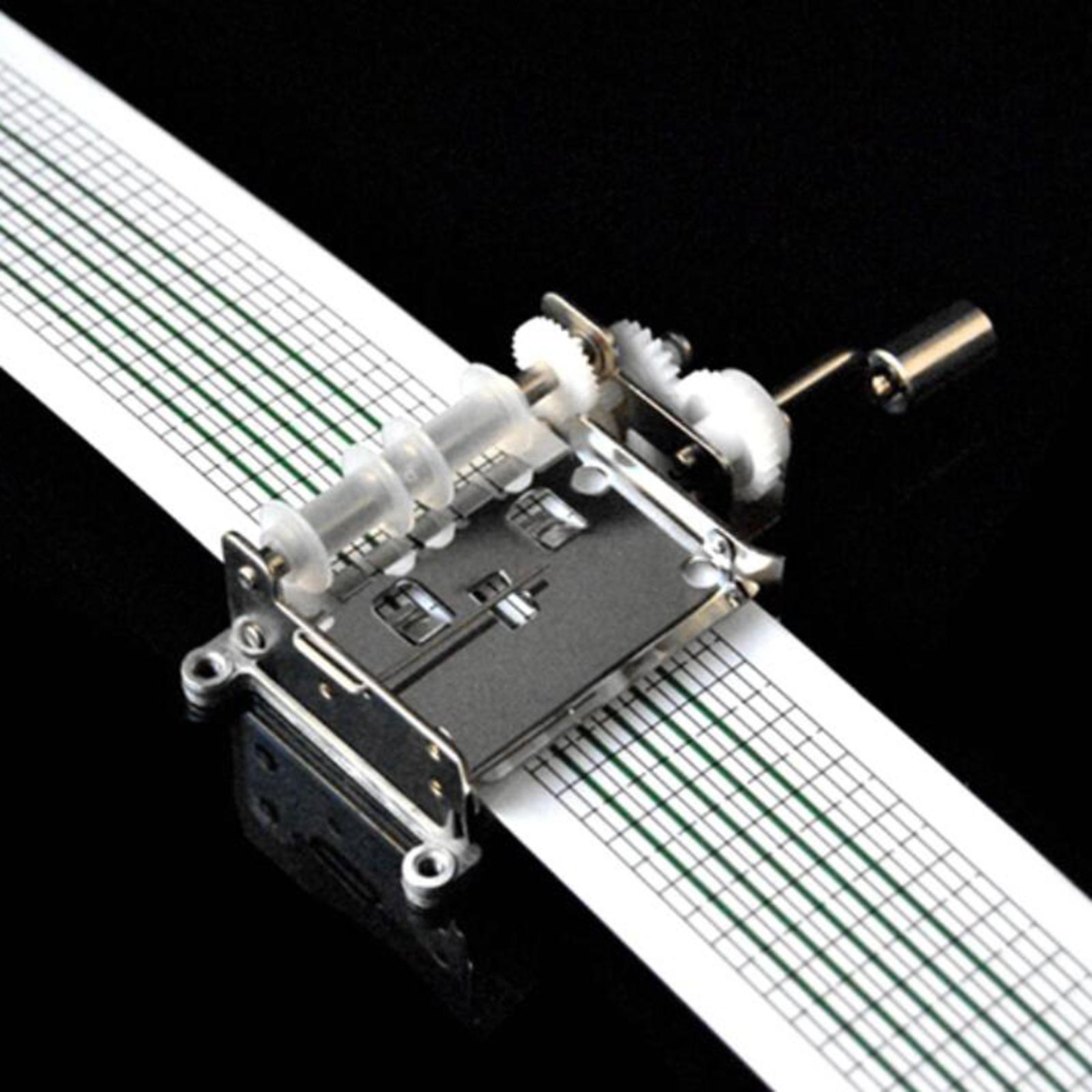 Hand Crank Music Box Movement 15 Note with 20 Paper Strips and Hole Puncher