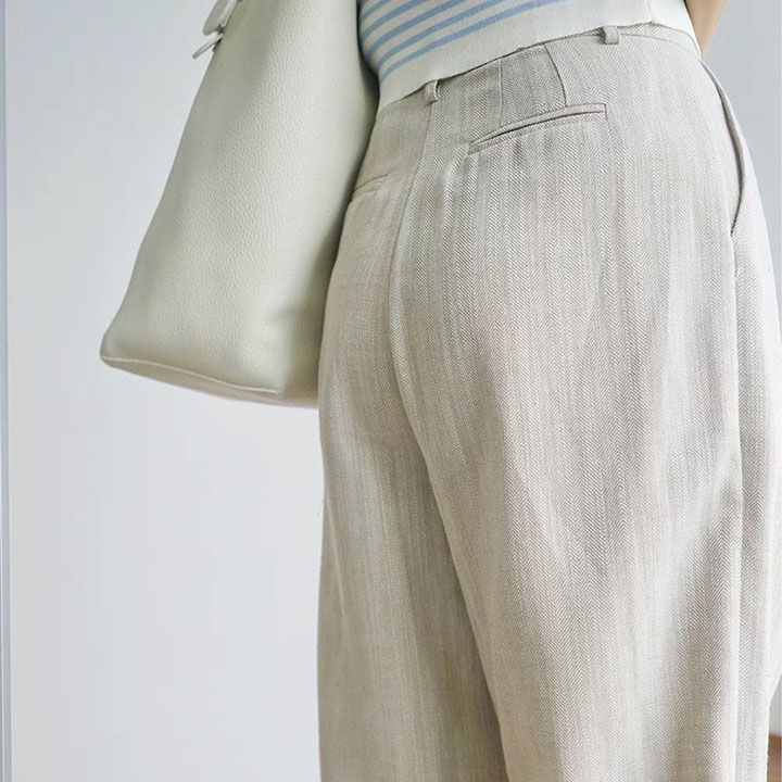 Quần ống rộng nữ lưng cao Linen tưng gân Premium muối tiêu mềm rủ trẻ trung sang trọng ArcticHunter, thời trang thương hiệu chính hãng