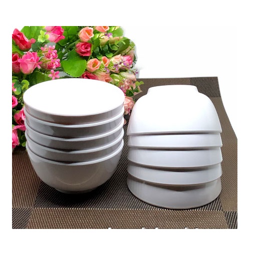 Bộ 10 CHÉN NHỰA MELAMINE TRẮNG CAO CẤP