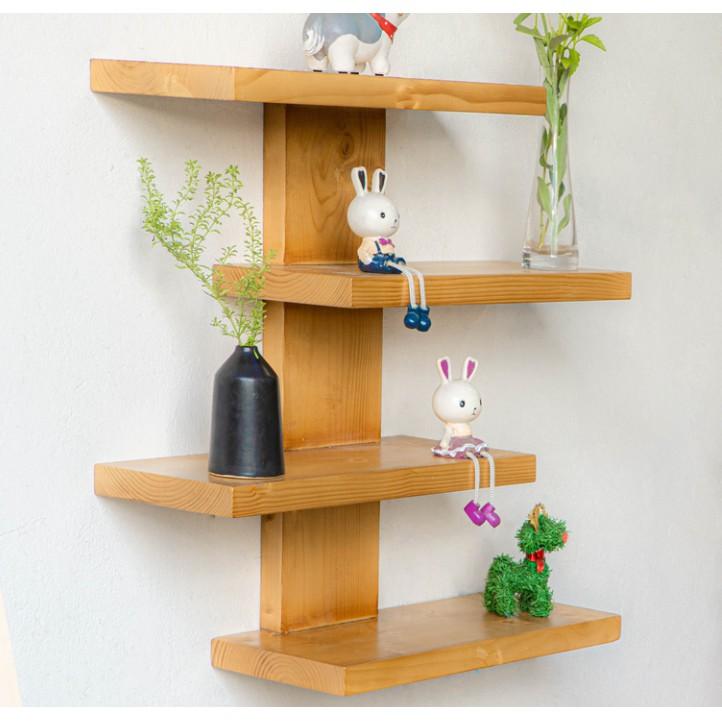 Kệ treo tường trang trí kệ đựng đồ 4 thanh ngang kích thước Dài 60cm x Rộng 15cm x Cao 60cm gỗ thông tự nhiên