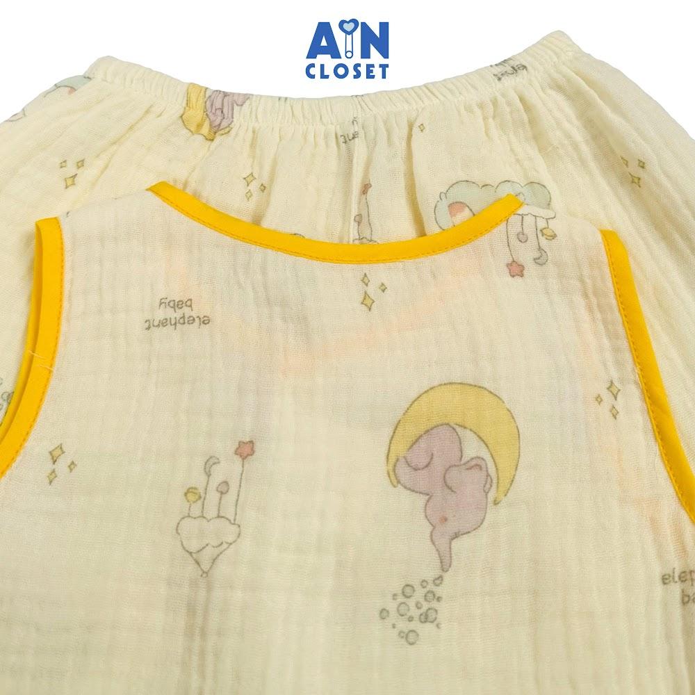Bộ quần áo Ngắn bé gái họa tiết Voi Vàng xô muslin - AICDBGCN4P1H - AIN Closet