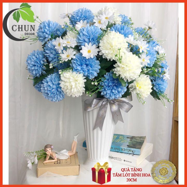 Hoa giả, bình hoa bồ công anh trưng bày phòng khách, văn phòng, cửa hàng, lớp học