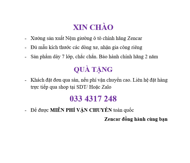 Đệm giường ô tô, đệm ô tô cao cấp, đệm ô tô gấp gọn