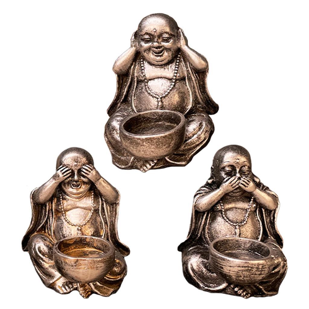 Buddha Candle Holder Candlestick Table Centerpiece Birthday Teahouse Bronze