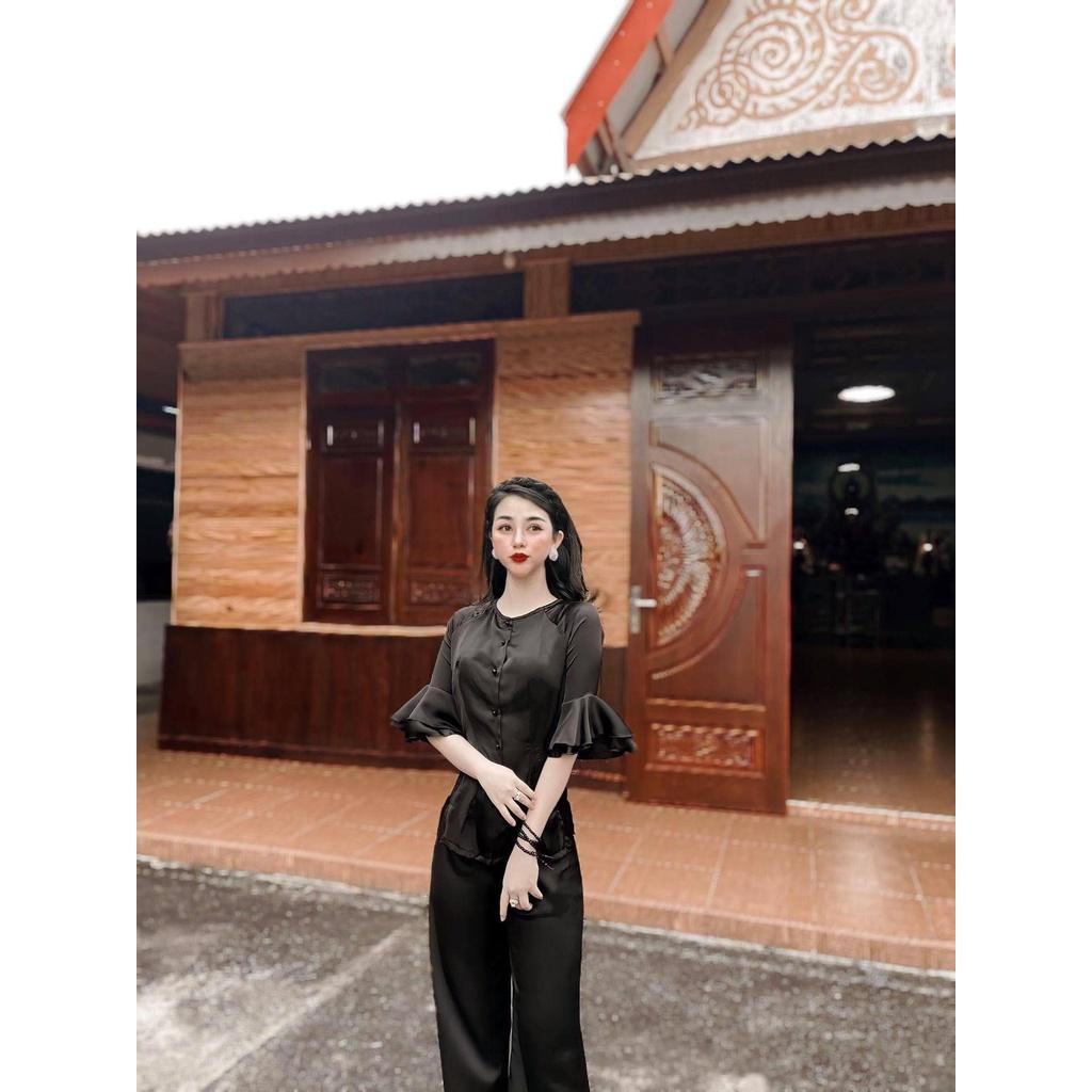 ĐỒ LAM ĐI CHÙA # PHỐI HOA SEN THÊU CAO CẤP d6