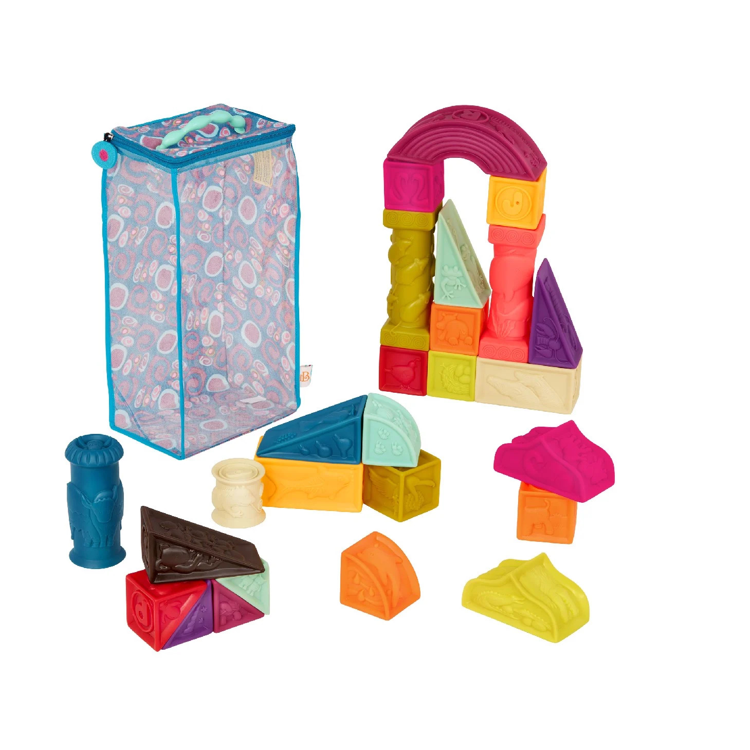 Đồ chơi Bộ gạch mềm kiến trúc B.Toys - Battat cho trẻ từ 6 tháng học về hình khối và màu sắc, vận động tinh