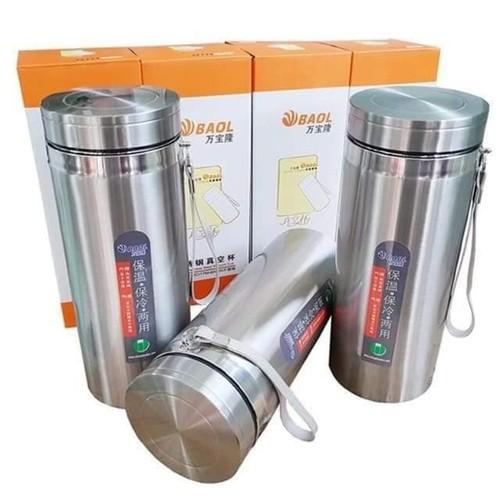 Bình inox giữ nhiệt kèm lưới lọc và dây đeo 1200ml, 1500ml Bao L, giữ nhiệt 12 tiếng