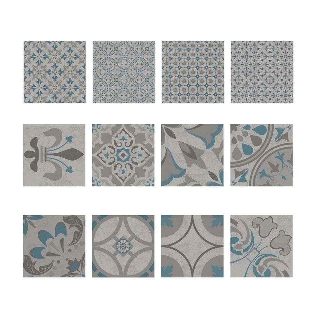 12Pieces Mosaic Wall Floor Tiles Sticker Decal Kitchen Bathroom Waterproof