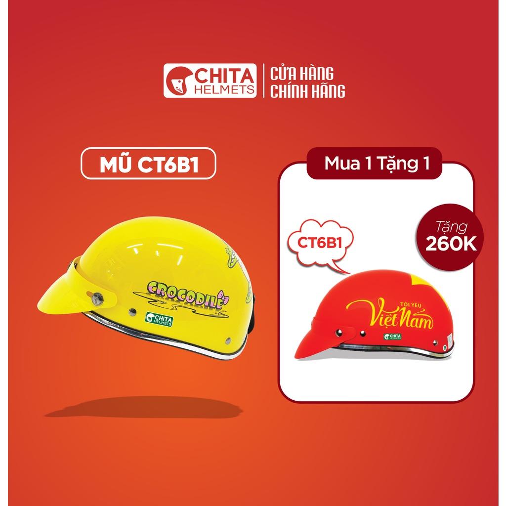 Mũ Bảo Hiểm 1/2 Đầu CHITA CT6B1 Tem ao Cá Sấu