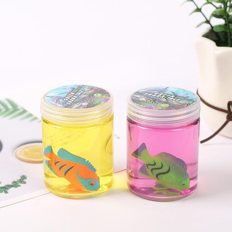 Slime dẻo không dính tay charm con cá bên trong Đồ chơi chất nhờn ma quái squishy Hủ slam