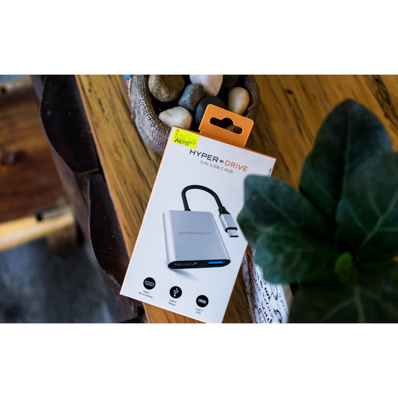 Cổng Chuyển HyperDrive 4K HDMI 3-in-1 USB-C Hub for MacBook, PC & Devices gray - chính hãng