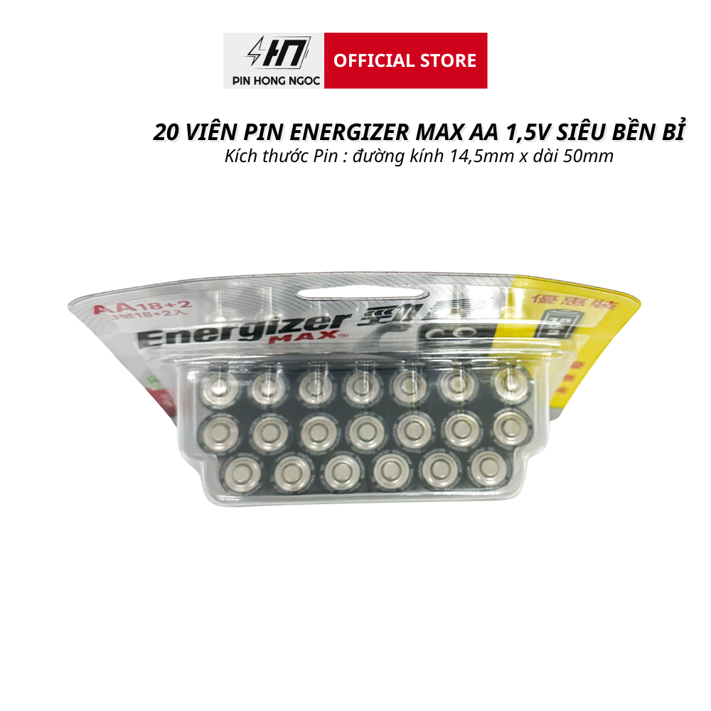 Vỉ 20 Viên Pin Energizer max AA, AAA 1,5V Siêu tiết kiệm - Hàng chính hãng