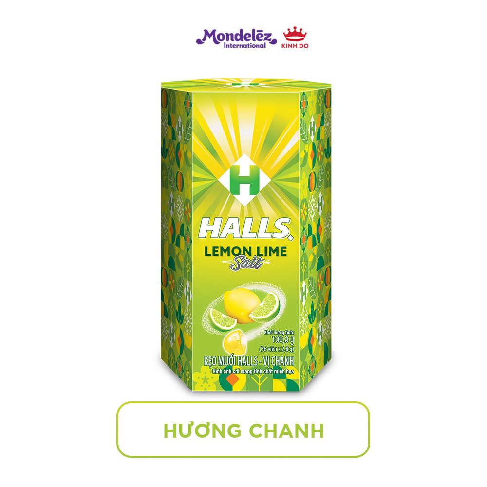 Combo 2 hộp Kẹo muối Halls vị Chanh, hộp quà Tết 100.8g x 2