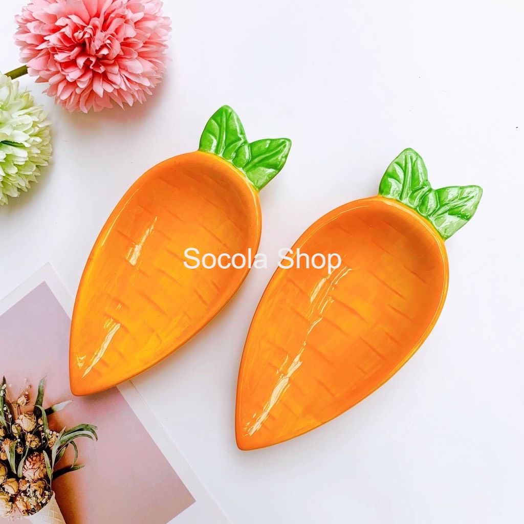 Chén Bát Ăn Dặm Hình Cà Rốt Dài Bằng Sứ