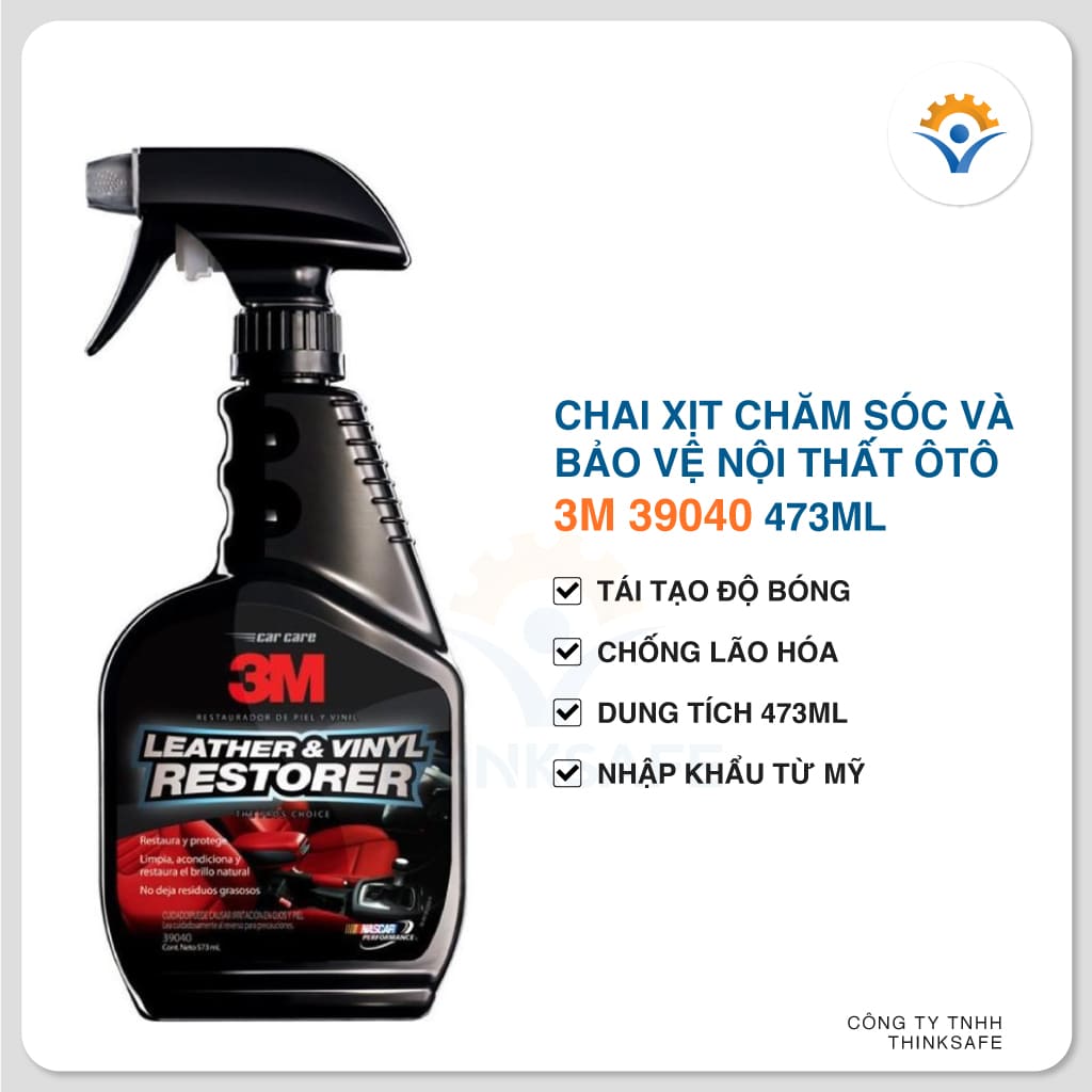 Chai xịt vệ sinh bảo dưỡng nội thất ô tô 3M Leather &amp; Vinyl Restorer 473ml - Thinksafe