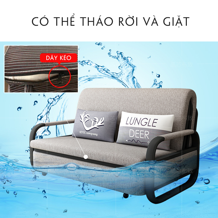 Giường Ngủ Kiêm Ghế Sofa 1m90 x 1m60 Kèm Ngăn Chứa Đồ Đa Năng - Giường Sofa Gấp Gọn Khung Thép Cường Lực Cao Cấp Giường Sofa Đa Năng Gấp Gọn Thành Ghế