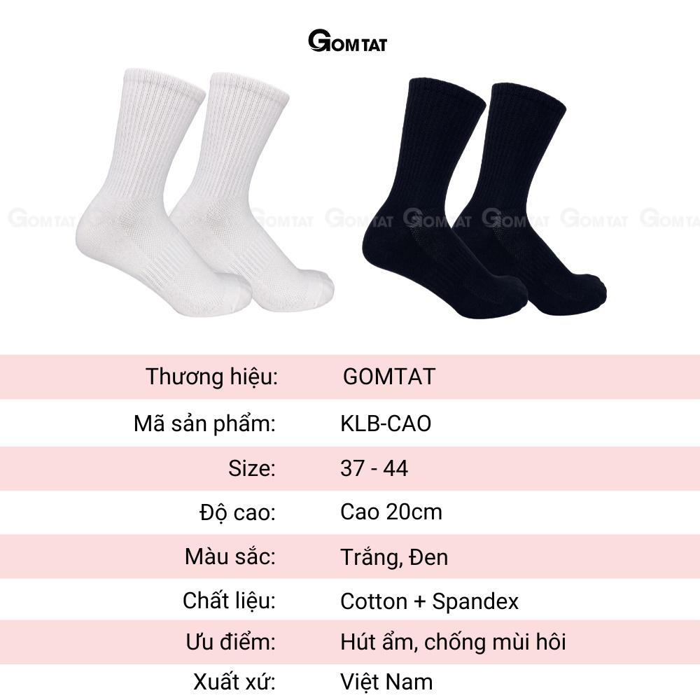 Tất vớ cổ cao nam nữ trơn màu, chất liệu cotton cao cấp, hút ẩm thoáng khí, mềm mại êm chân - GOM-KLB-TRONCAO