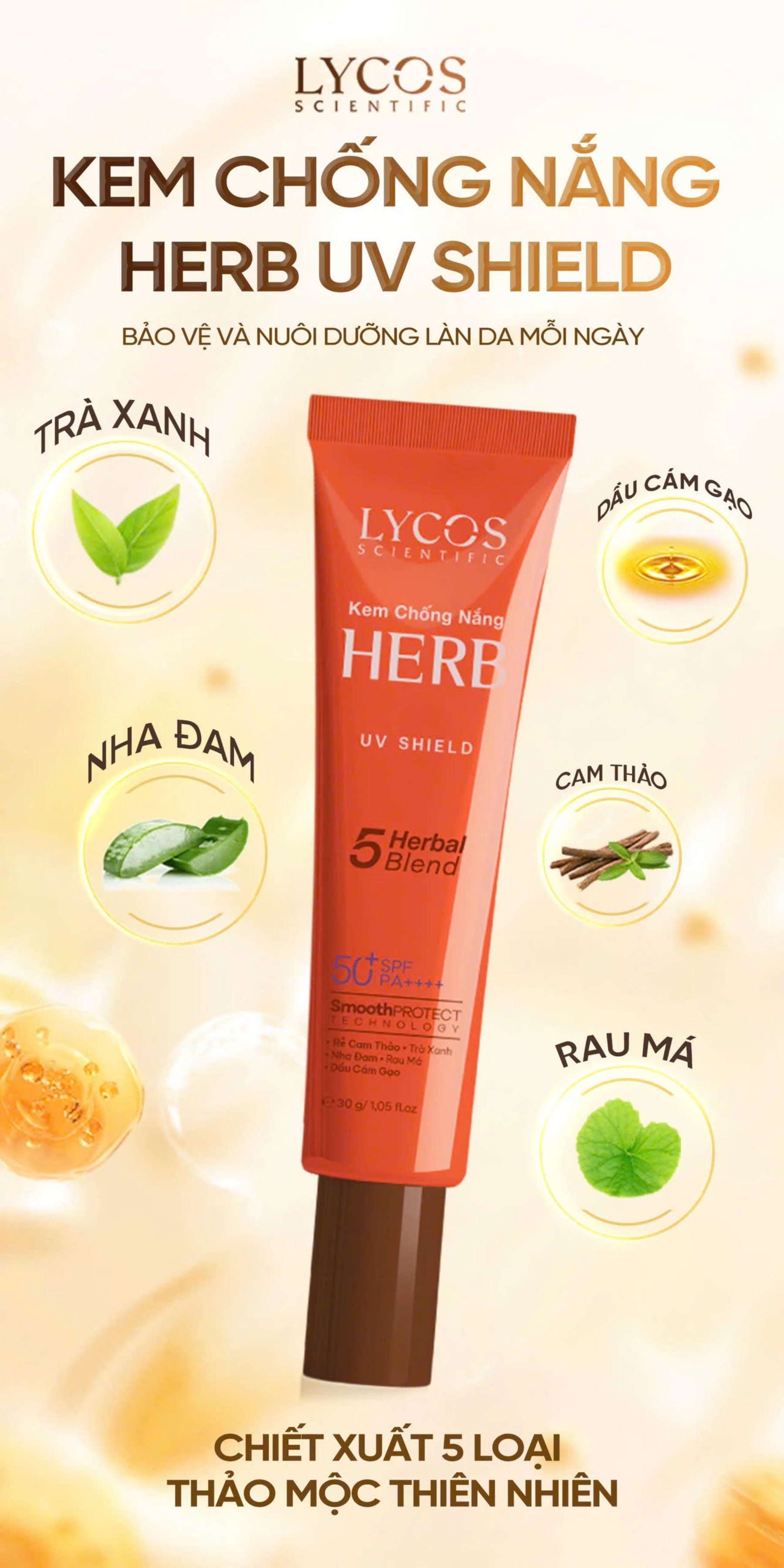 [Nâng cấp] Kem Chống Nắng Kiểm Soát Dầu Lycos Herb UV Shield SPF 50+ PA ++++ kiểm soát bóng nhờn hiệu quả