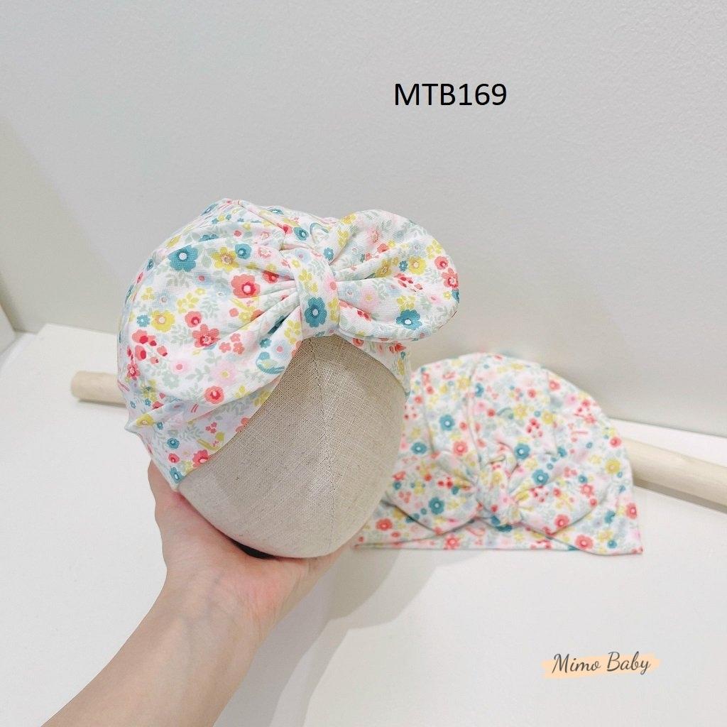 Mũ nón turban vải cotton họa tiết hoa nhí sắc màu dễ thương cho bé gái MTB169 Mimo Baby