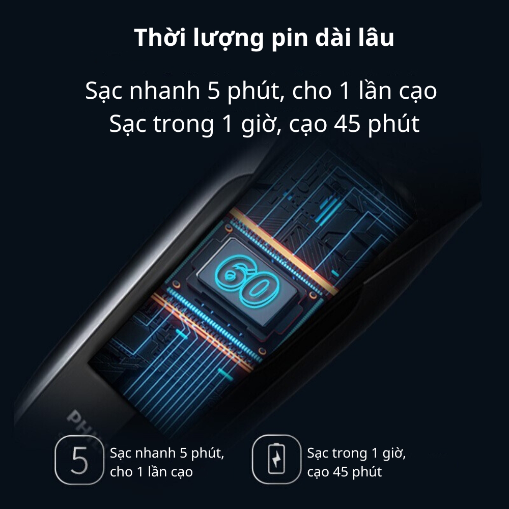 Máy cạo râu điện Philips S2305 cạo khô và ướt tích hợp cạo mai, sạc nhanh 5 phút - Hàng nhập khẩu