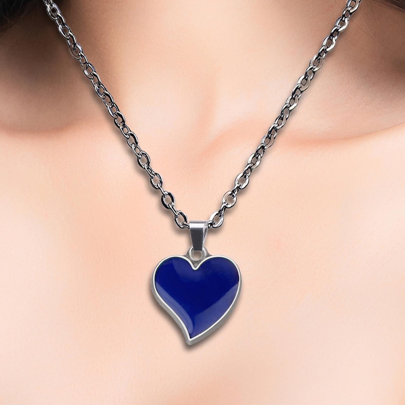 Mood Pendant Necklace Temperature Sensing Color Changing for Valentines Gift