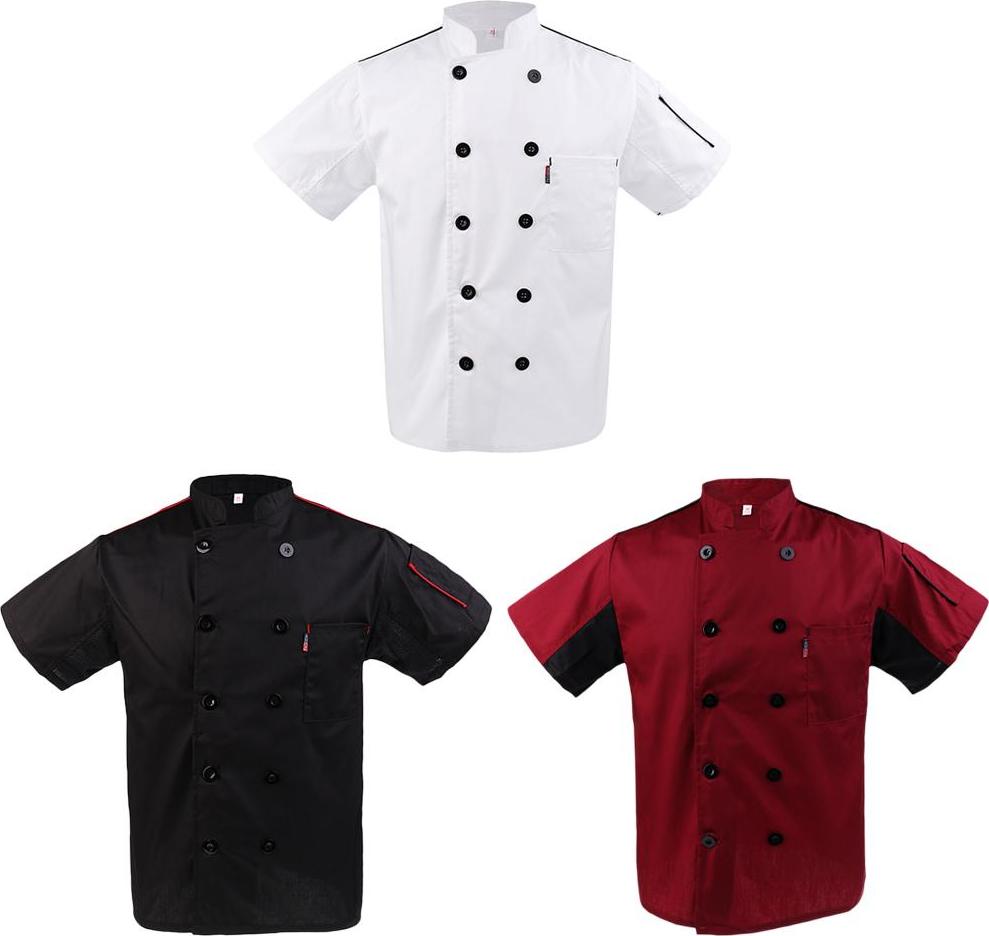 Men Women Short Sleeve Chefs Uniforms, Restaurant Chef Jacket Kitchen Coat