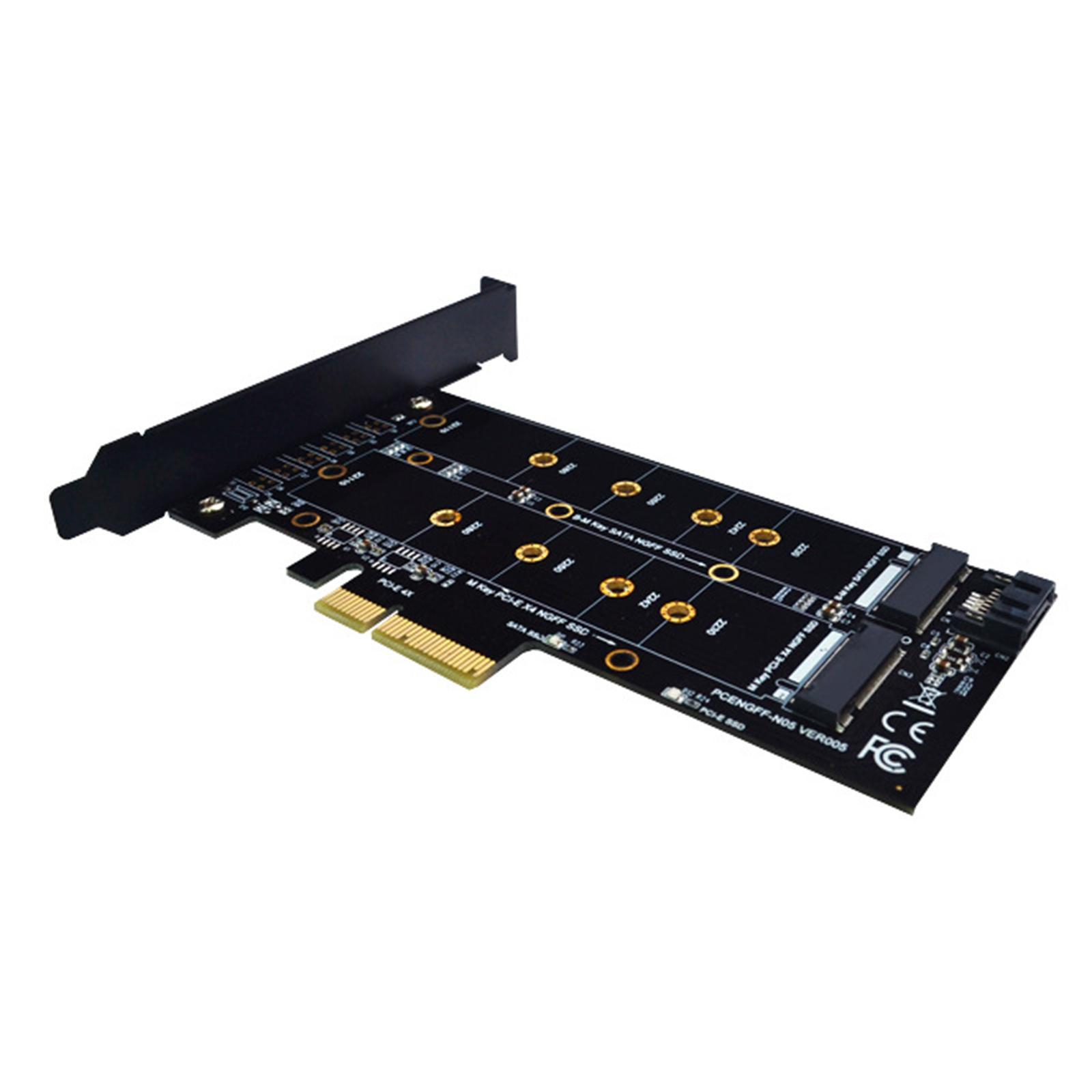 PCI E 4x to M.2 Key  Dual Interface Card, PCI E 4x to M.2 Adapter Card, Durable PCI E 1x PCI E 4x B Key M Key M.2  to PCIe Adapter Card