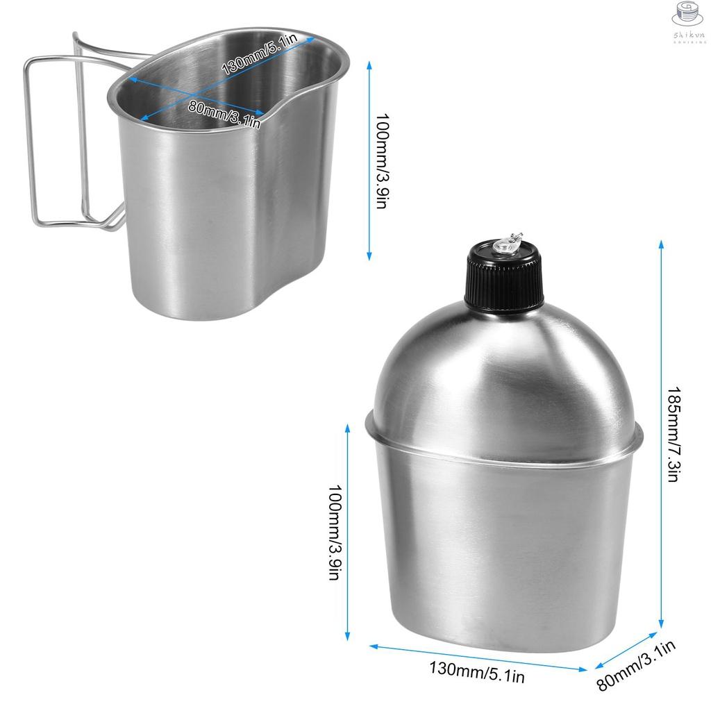 Bộ cốc đựng nước bằng thép không gỉ phong cách quân đội