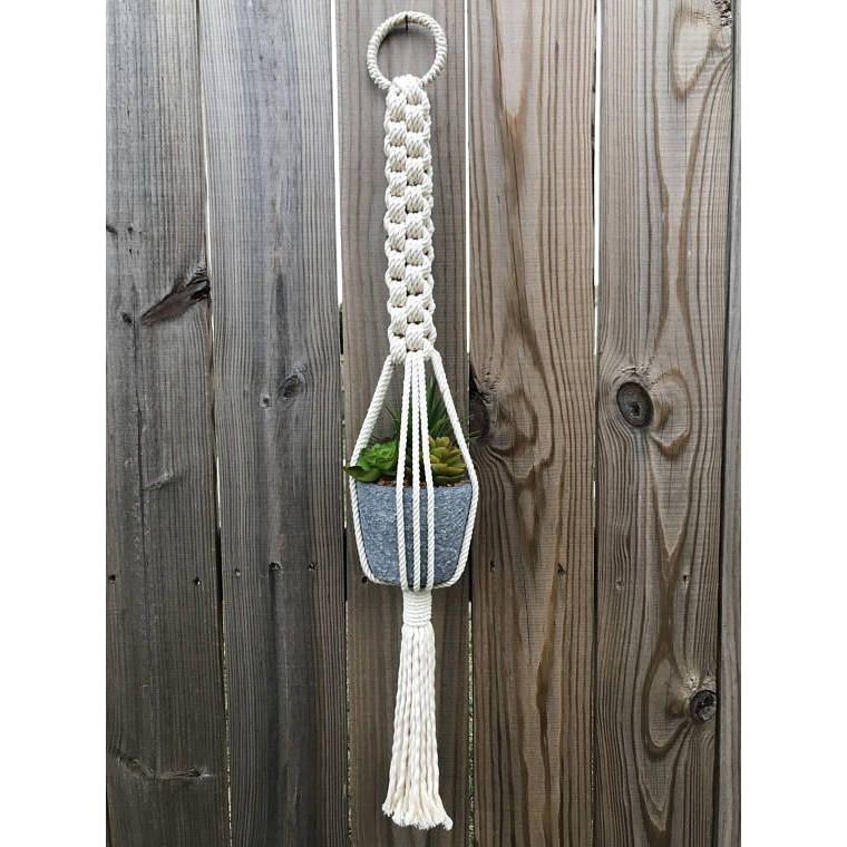 Dây tết macrame treo trang trí chậu cây cảnh