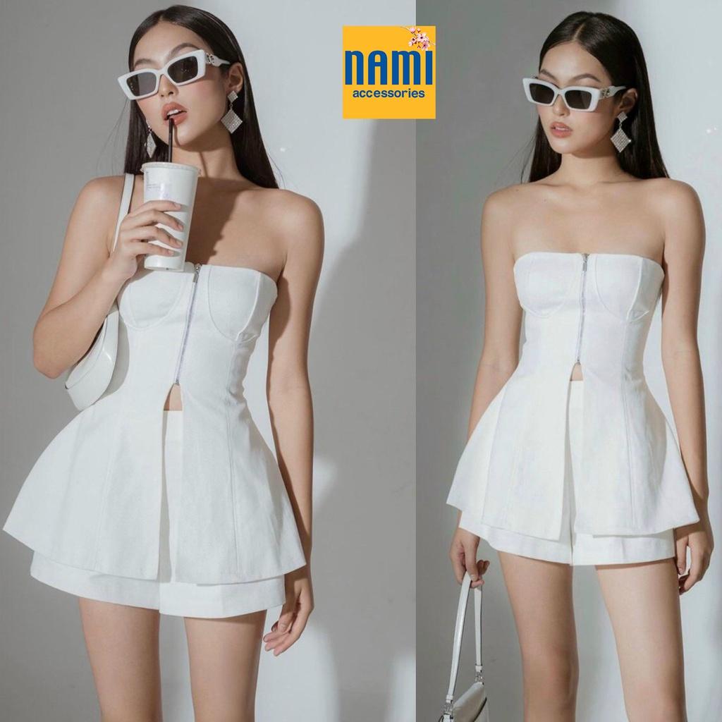 ( HÀNG CHUẨN ĐẸP ) Set áo ống khoá kéo kèm quần short style cá tính sexy cuốn hút Nanami - ATNU050