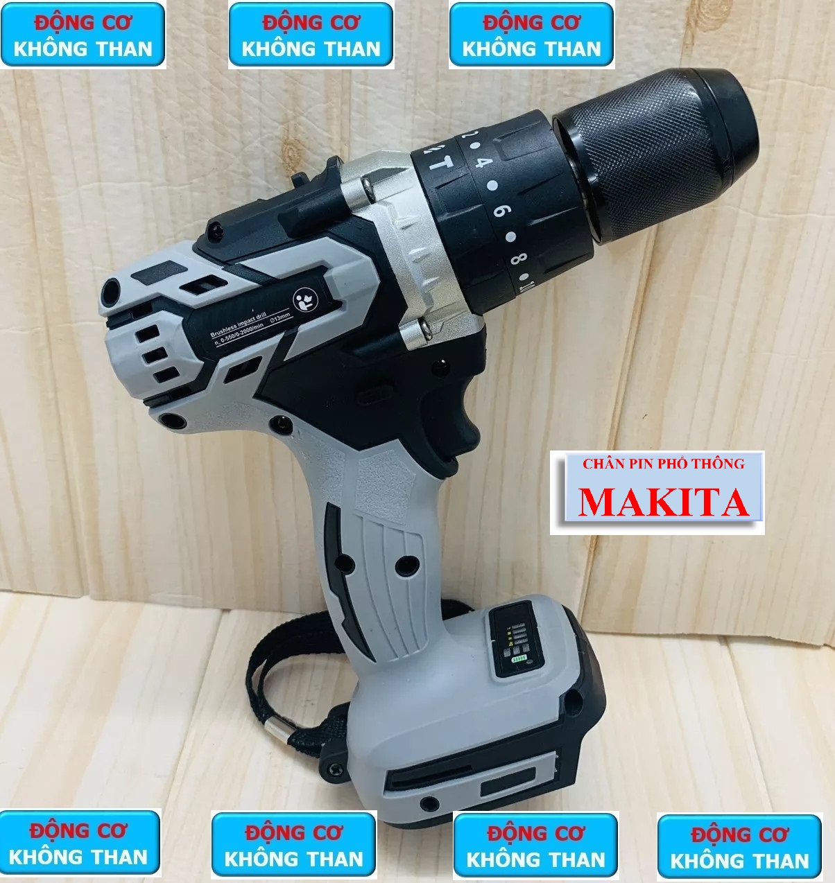 Thân máy khoan pin có búa 13mm, 3 chế độ, Chân pin phổ thông, bảo hành 1 năm