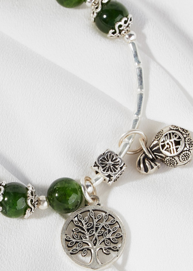 Vòng tay đá diopside phối tỳ hưu bạc Ngọc Quý Gemstone