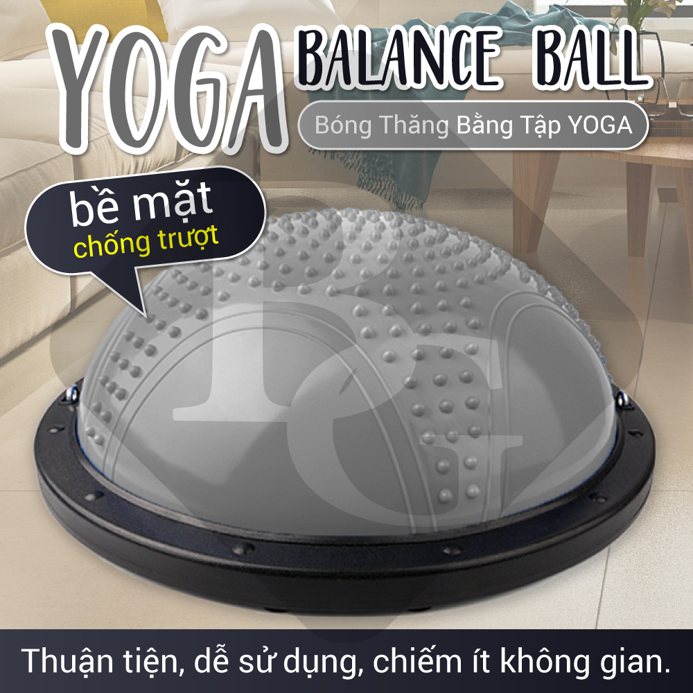 BG Bóng tập YOGA bóng thăng bằng 60x20cm GREY tặng bơm bóng,Bosu Bóng Tập Cân Bằng Bosu tập thể dục,Bóng đẹp Yoga Tại Nhà Cao Cấp ( hàng nhập khẩu)