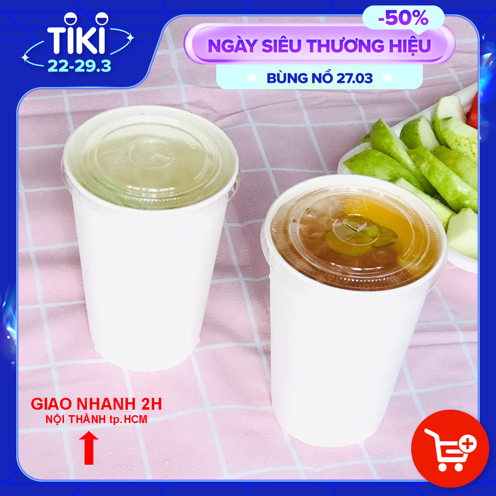 Bộ 40 Ly Giấy Trắng KETILO Cao Cấp 360ml, Có Kèm Theo Nắp Tiện Lợi Chắc Chắn, Dùng 1 Lần Tiện Lợi - HÀNG CHÍNH HÃNG LG005