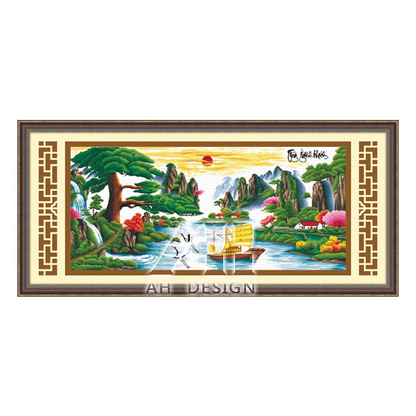 tranh thêu thường Tùng Nghênh Khách 190x90cm AL:51372