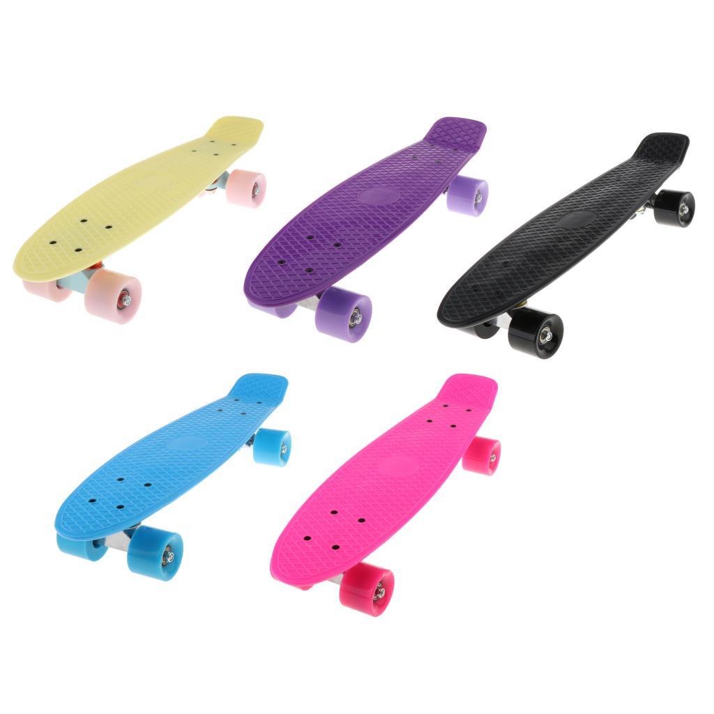 Complete Cruiser Skateboards Skate Board Mini 22 Inch Highly Flexible Plastic Longboard Decks for Beginners Kids Professional with PU Wheels