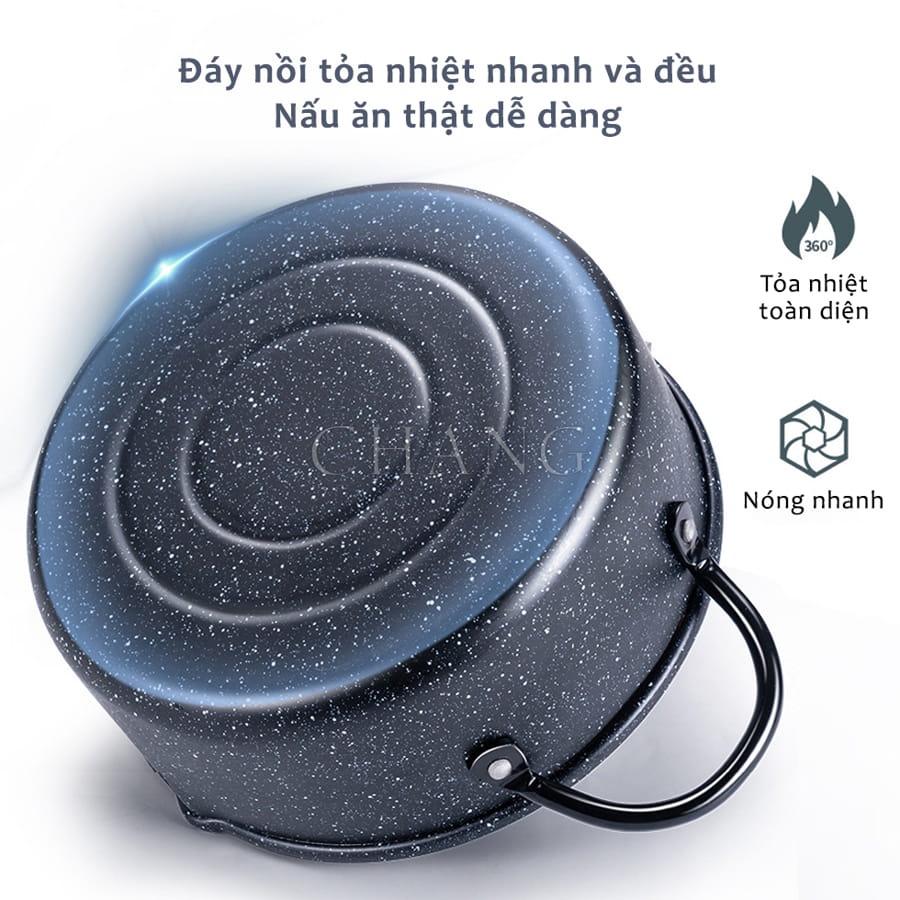 Nồi Chiên Vân Đá Chống Dính Nhật Bản Size 20cm Có Khay Lọc Dầu Chống Gỉ Siêu Bền