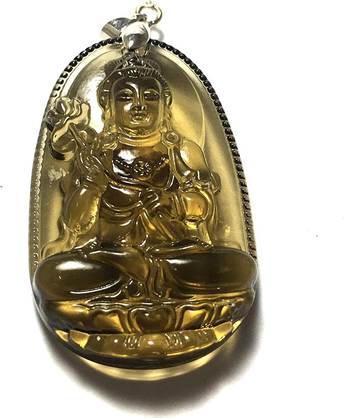 Mặt dây bản mệnh khắc ngài Đại Thế Chí Bồ Tát đá tự nhiên cho người tuổi Ngọ Bạc QTJ - MDNAA10