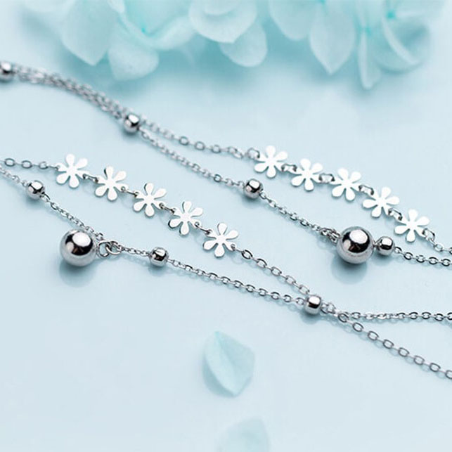 Lắc Tay Nữ | Lắc Tay Nữ Bạc S925 Hoa Mặt Trời 6 Cánh L2523 - Bảo Ngọc Jewelry