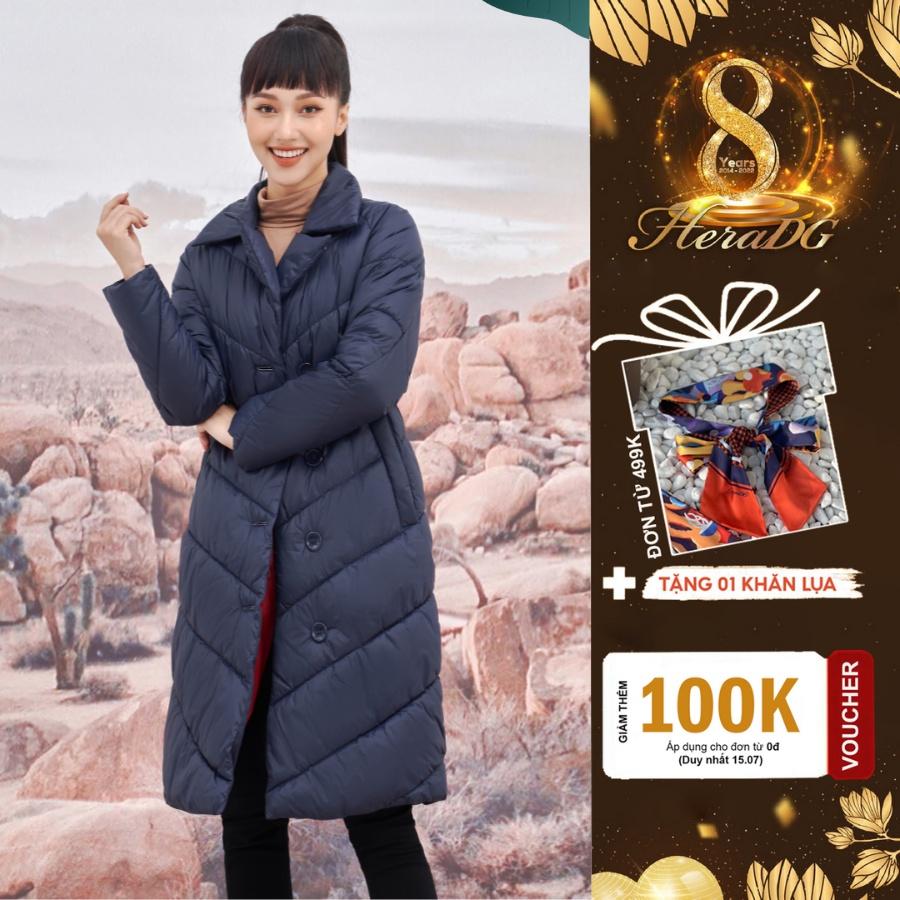 Áo phao nữ 3 lớp dáng dài cổ 2 ve HeraDG - WJK20012