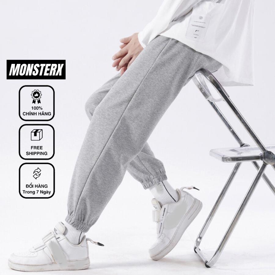 Quần jogger BÓ CHUN unisex MonsterX thể thao nam nữ nỉ cao cấp nỉ bông bigsize thu đông basic pants ulzzang