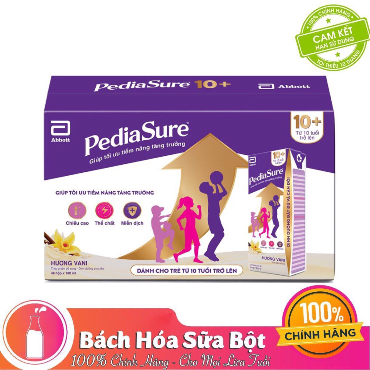 Thùng 48 hộp sữa nước Pediasure 10+ hương vani (hộp 180ml)