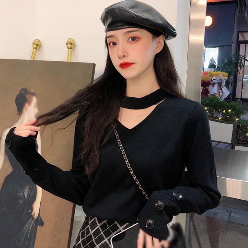 Áo Len Tay Dài Cổ Chữ V Form Rộng Phong Cách Retro