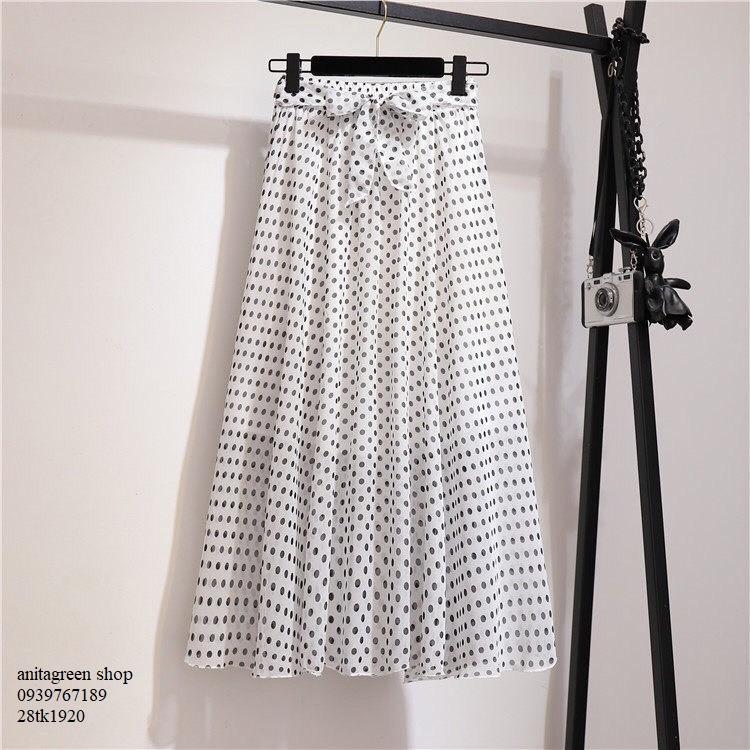 Tk1920-CHÂN VÁY CHẤM BI THẮT NƠ