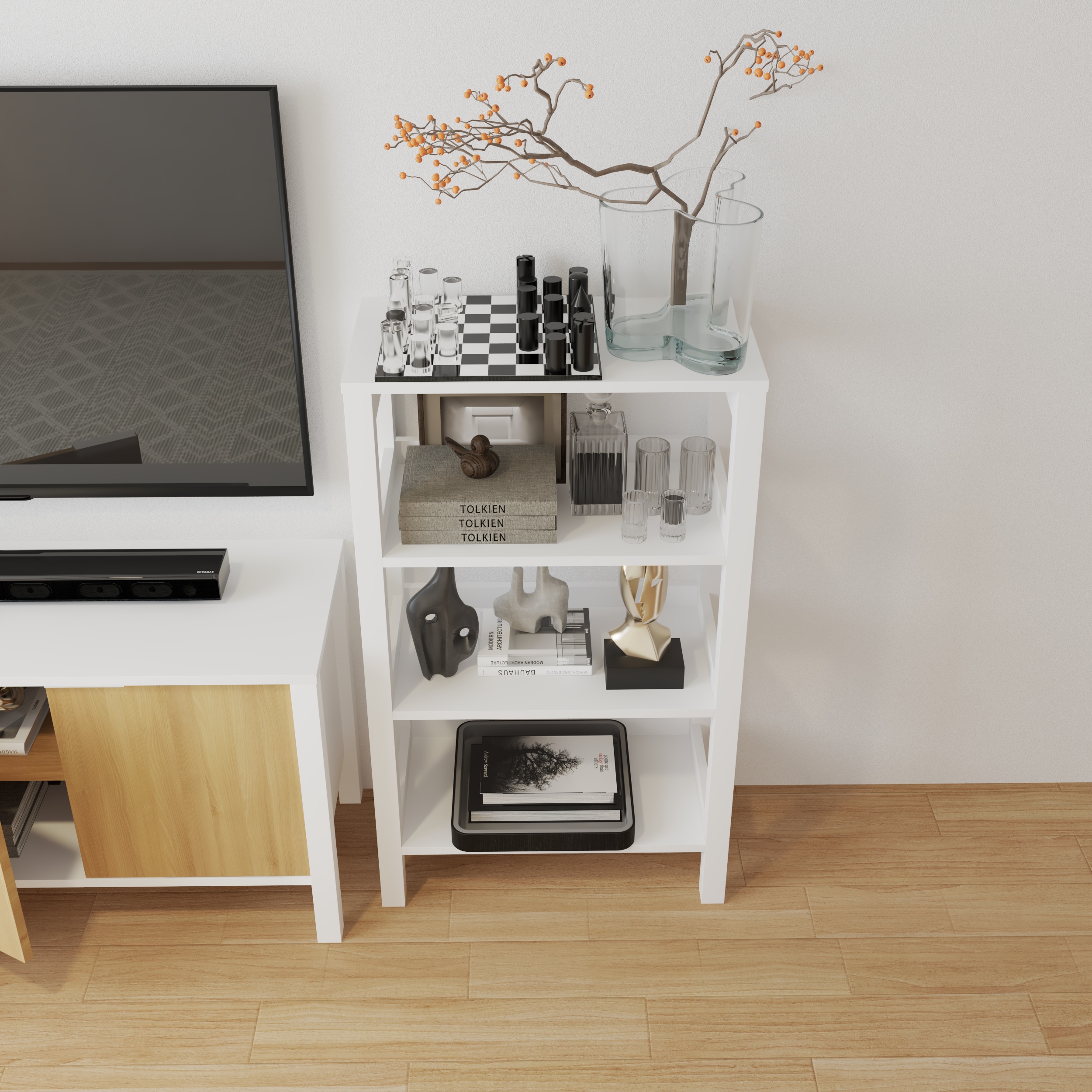 HAPPY FURNITURE , Kệ lưu trữ 3 tầng - MOKA, TLT_044 , 60cm x 32cm x 100cm DxRxC