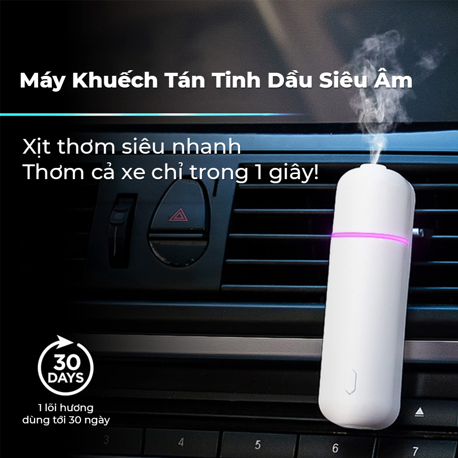 Máy Khuếch Tán Tinh Dầu Ô Tô Mini Cao Cấp | Phun Sương Siêu Âm | Xịt Thơm Tự Động FK01 - Nhập Khẩu Chính Hãng