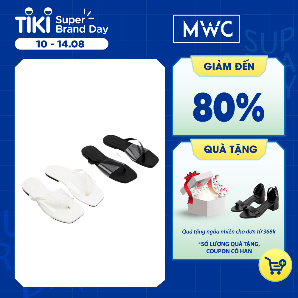 Dép Nữ MWC Đế Bệt Quai Ngang Phong Cách Hiện Đại Trẻ Trung Màu Đen Kem Trắng NUDE- 8143