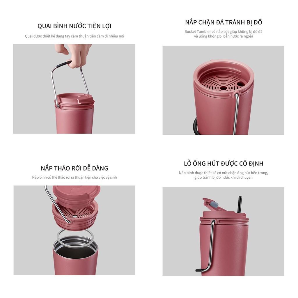 ✜□Ly giữ nhiệt Lock&amp;Lock Bucket Tumbler có ống hút hoặc nắp bật , dung tích 540ml LHC4268 LHC4269